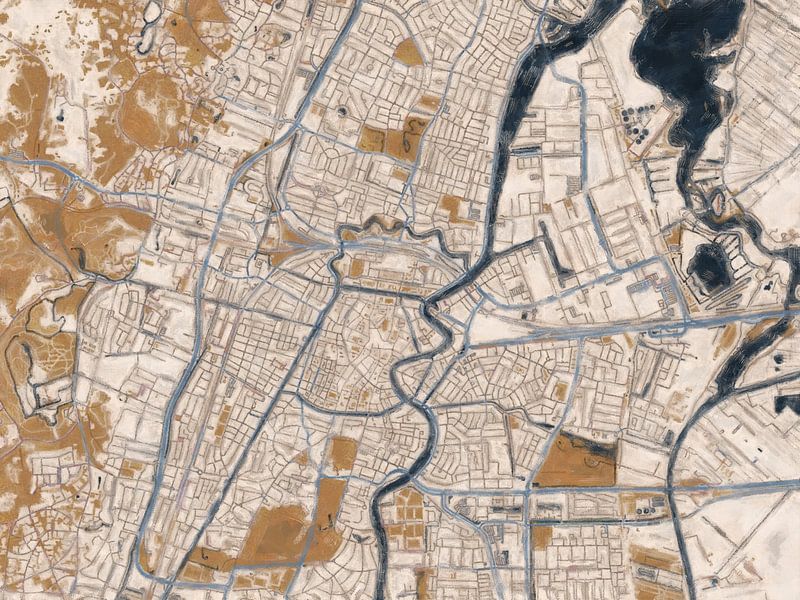 Stadtplan Haarlem | Japandi Châteaucore | Sand-Brown von Map Art Studio
