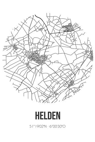 Helden (Limburg) | Landkaart | Zwart-wit