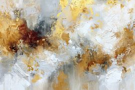 Ausdrucksstarke abstrakte Malerei Luxus Interieur - Gold und Weiß von Joriali Abstrakte Kunst