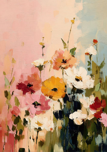 Des fleurs sauvages multicolores dans les tons pastel des prairies