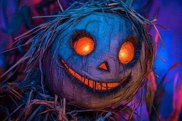 Creepy pumpkin figure with glowing eyes by Poster Art Shop