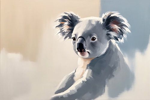 Rustgevende koala in abstracte stijl