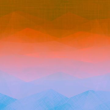 Zonsopgang over de zee een moderne pop art expressionist in oranje en blauw van FRESH Fine Art
