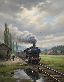 Old Train Under the Cloudy Sky by Regan Frederick