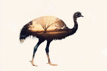 Dromerig struisvogel silhouet van Poster Art Shop