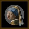 Girl with a pearl earring - gold frame by Digital Art Studio