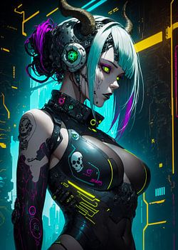 Cyborg Anime Girl Cyberpunk Style