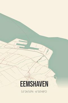 Vintage landkaart van Eemshaven (Groningen) van Rezona