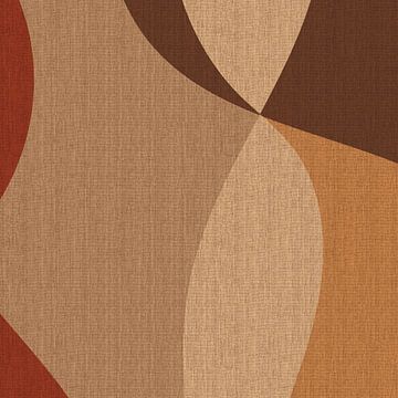 Retro abstracte kunst. Golven in warme kleuren nr.2 van Dina Dankers
