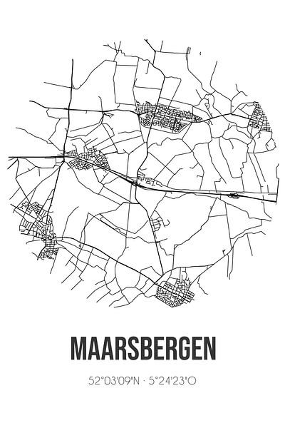 Maarsbergen (Utrecht) | Map | Black and white by Prints of Place