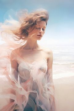 Portrait d'une femme sur une plage sur Joriali