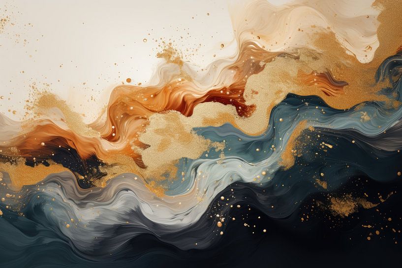 Golden dreams in abstract form by Digitale Schilderijen