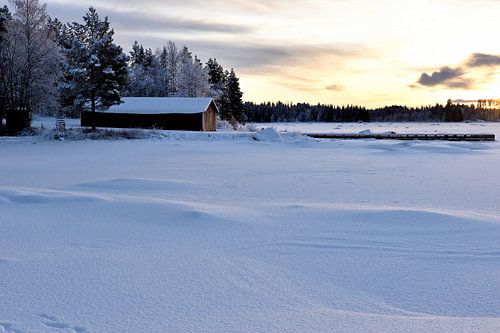 Zonsondergang over het Lapland