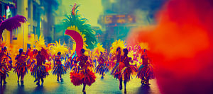 Karneval Umzug auf einer Straße Gemälde Illustration