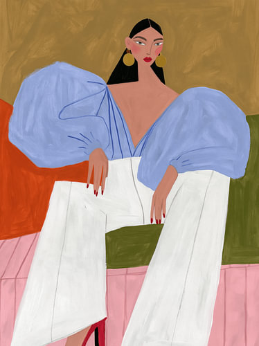 stylish portrait of a woman, modern fashion illustration by Carla Van Iersel