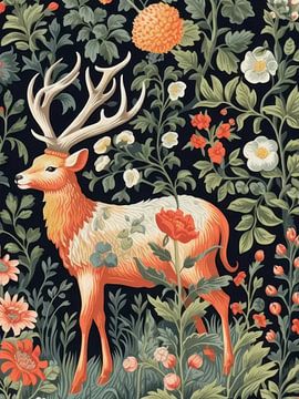 Hert in het bos stijl William Morris van TOAN TRAN