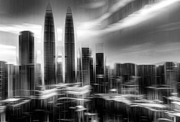 The Kuala Lumpur skyline in black and white by Dieter Walther