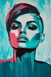 Femme fatale en rayons de couleurs sur Poster Art Shop