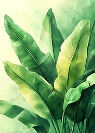 Tropical banana leaves nature art by JBJart Justyna Jaszke