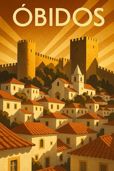 Óbidos Portugal Vintage Kasteel Poster van Travel Shop