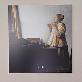 Kundenfoto: Junge Dame mit Perlenhalsband, Johannes Vermeer, auf Alu-Dibond