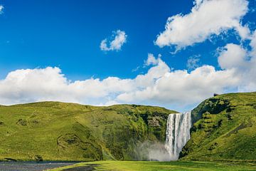 Skogafoss waterfall in Iceland on a summer's day