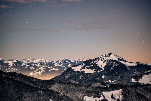 nightly view to the Grünten and the Oberallgäu