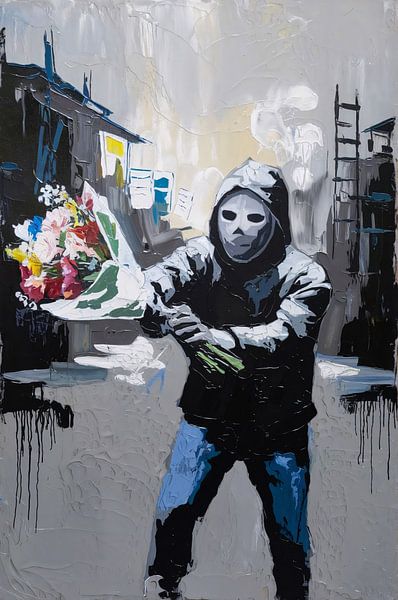 Personne masquée avec des fleurs par Imperial Art House