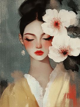 Dreamy portrait with flowers