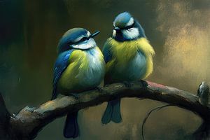 Vogel Paar - Blaumeisen beim turteln