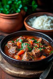 Potée savoureuse avec riz et légumes sur Poster Art Shop