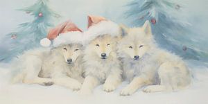 Drei Wolfsjunge zu Weihnachten