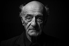 Porträt eines älteren Mannes, schwarz-weißer Hintergrund