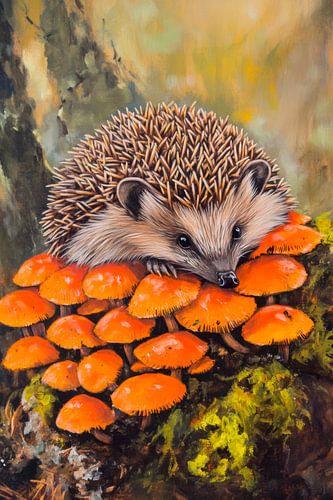 Egels op paddenstoelen