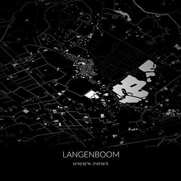 Black-and-white map of Langenboom, North Brabant. by Rezona