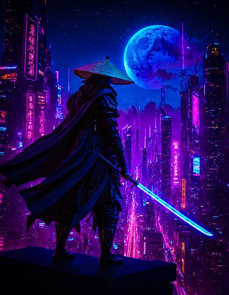 Cyberpunk-Stil Samurai Ronin Japan von Ruzerin