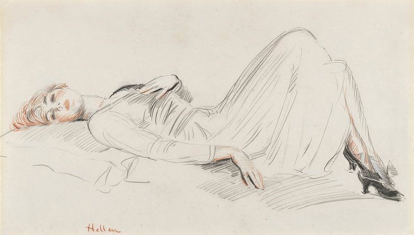 Paul César Helleu - Liggende jonge vrouw van Peter Balan