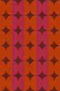 Retro kunst uit de jaren 70. Abstracte geometrische vormen in oranje, roze, bruin. van Dina Dankers thumbnail