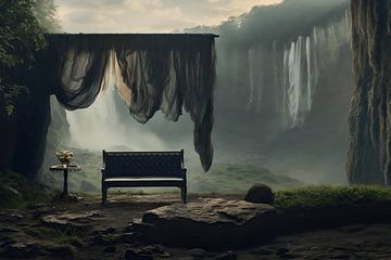 Mountainous Serenity: Bench with Breathtaking Views. by Karina Brouwer