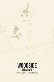 Alte Karte von Woodside (Delaware), USA. von Ortsdrucke