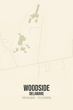 Carte ancienne de Woodside (Delaware), USA. sur Rezona