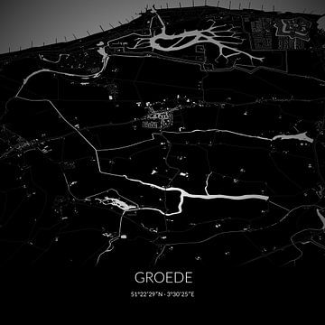 Black-and-white map of Groede, Zeeland. by Rezona