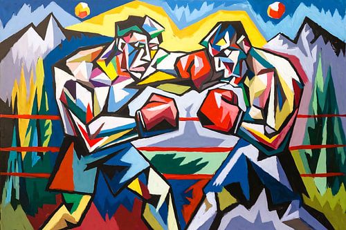 Abstracte bokswedstrijd