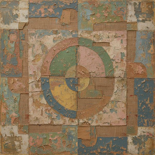 Wabi-Sabi series: Geometric abstract with weathered textures by Studio Pieternel