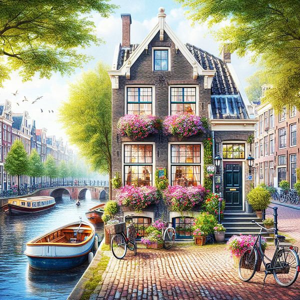 Little house by the canal in Amsterdam AI by Hendrik-Jan Kornelis