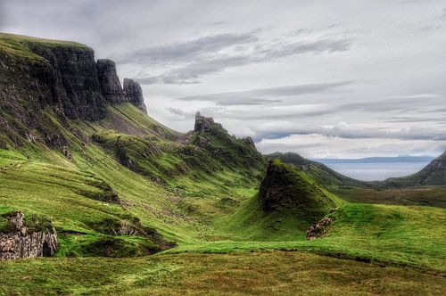 Landschap in de Quiraing, Schotland.