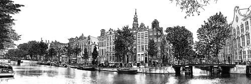 Pentekening Zuiderkerk Amsterdam Kloveniersburgwal Tekening Lijntekening Panorama