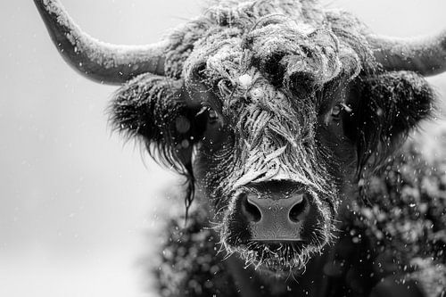 Hooglanders in een besneeuwd landschap
