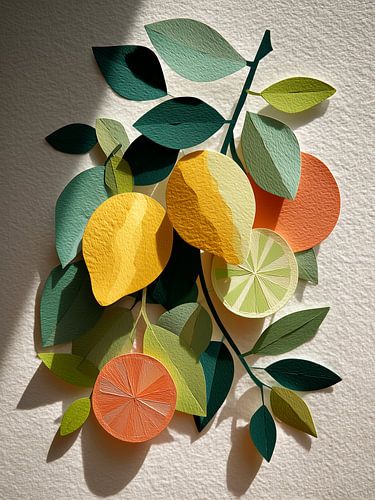 Citrusboomtak met vruchten – moderne illustratie