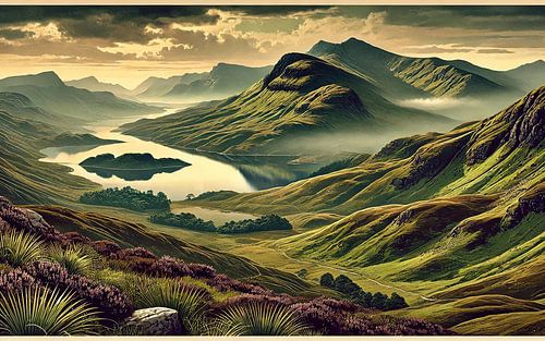 Vintage Schotland, Hooglanden en Lochs Poster